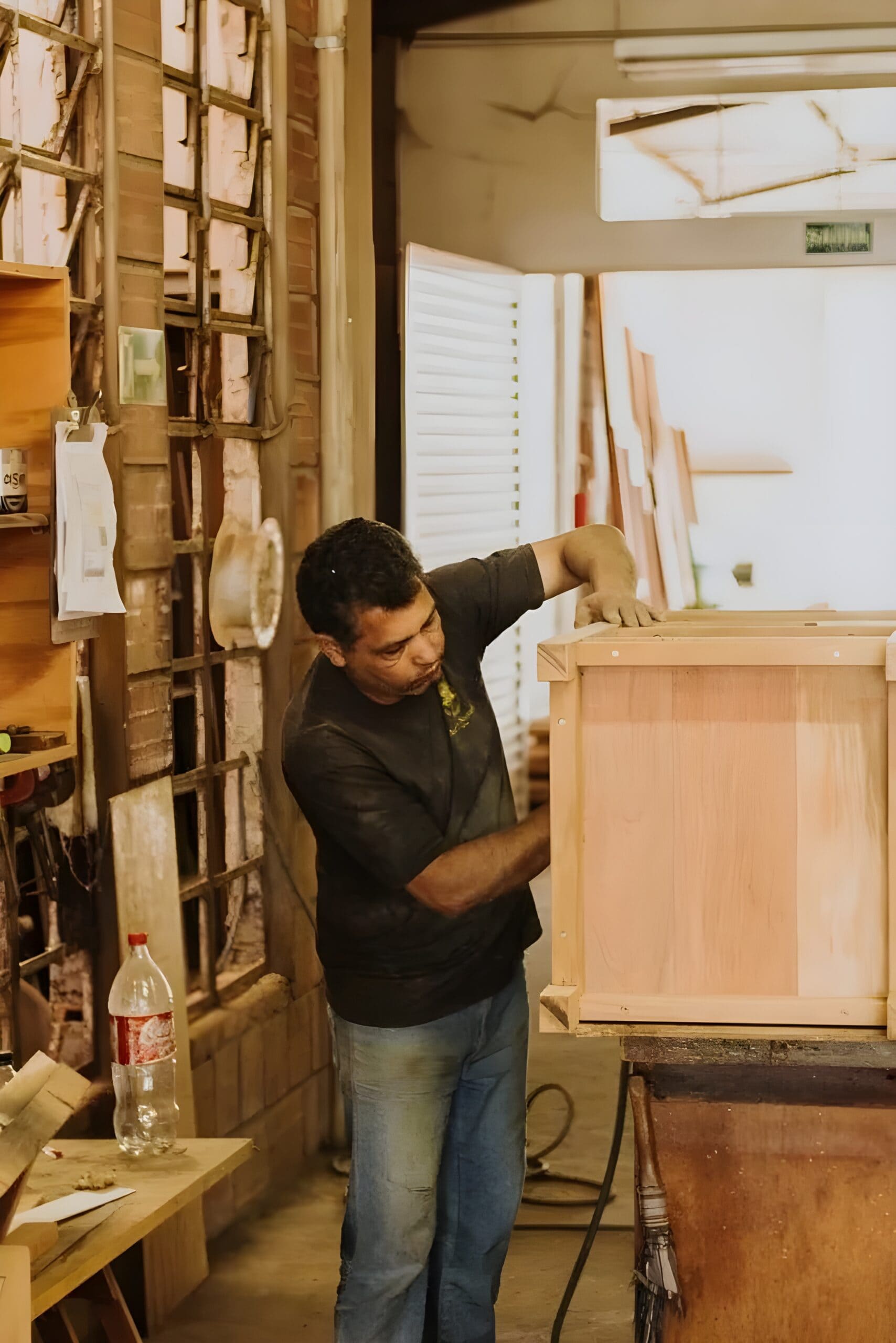 Produção artesanal na oficina Madeira Sagrada